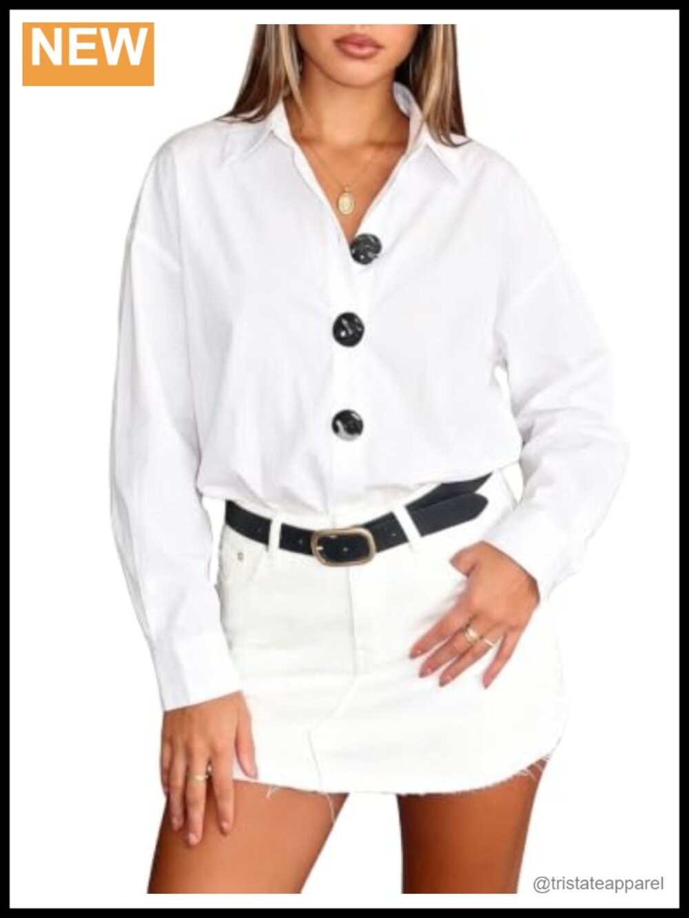 Womens Long Sleeve Cotton Button Down Shirts Casual Work Blouse
